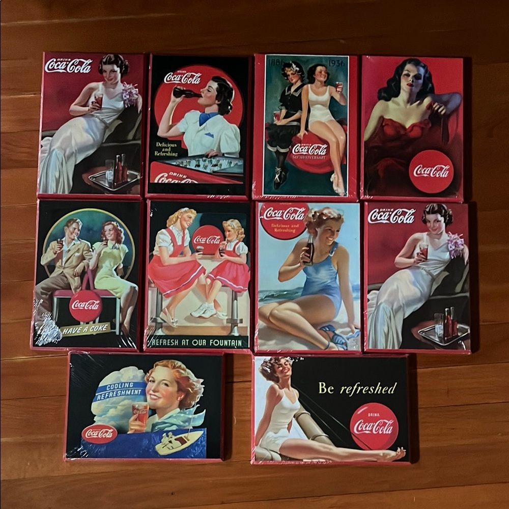NWOT Coca-Cola Vintage Style Wall Art Set